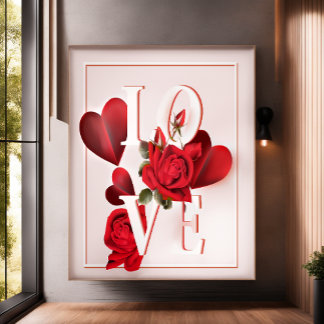 Pictures of Valentine's Day with special red roses Poster