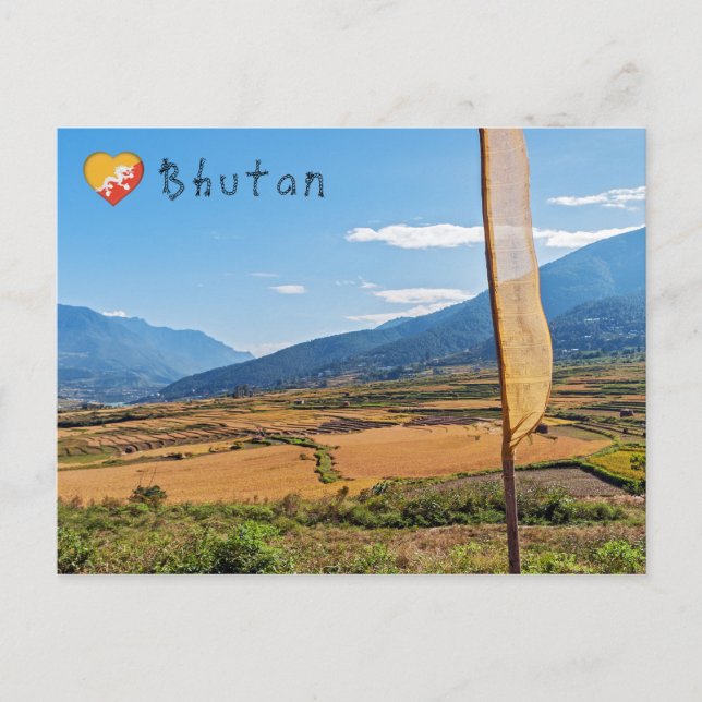Picturesque agricultural landscape in rural Bhutan Postcard (Front)