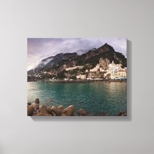 Picturesque Amalfi Coast Italy Seaside Town Canvas Print