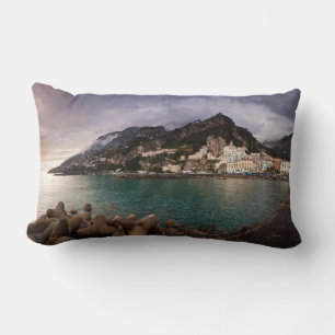 Picturesque Amalfi Coast, Italy Seaside Town Lumbar Pillow