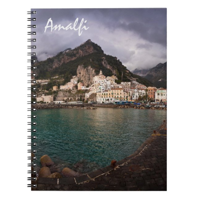 Picturesque Amalfi Coast, Italy Seaside Town Notebook (Front)