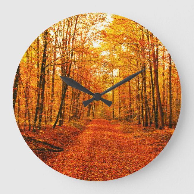 Picturesque Autumn Way Landscape Large Clock (Front)