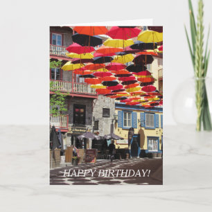 Picturesque Colorful Umbrellas and Unique Message Card