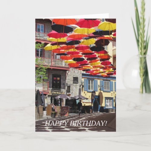 Picturesque Colorful Umbrellas and Unique Message Card