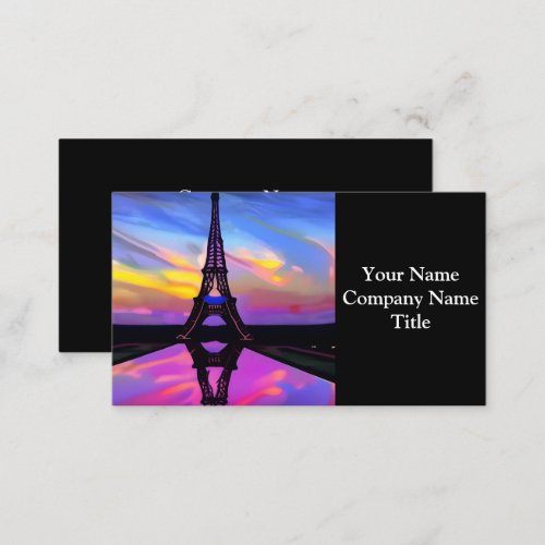 Picturesque Eiffel Tower In A Glowing Sunset Business Card