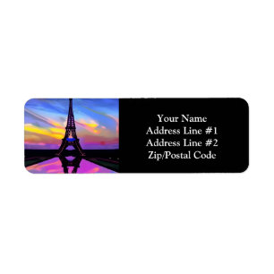 Picturesque Eiffel Tower In A Glowing Sunset Label