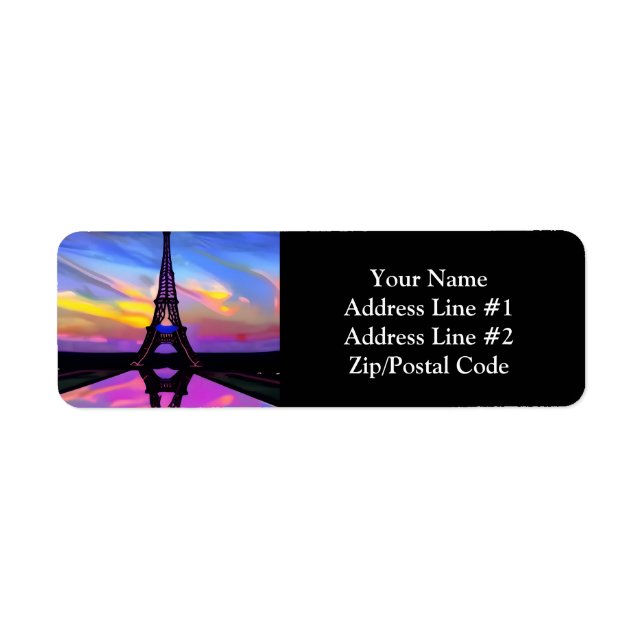 Picturesque Eiffel Tower In A Glowing Sunset Label (Front)