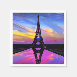 Picturesque Eiffel Tower In A Glowing Sunset Napkins