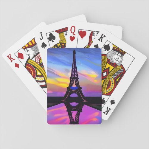 Picturesque Eiffel Tower In A Glowing Sunset Poker Cards
