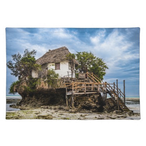 Picturesque house on a tropical coral outcrop cloth placemat
