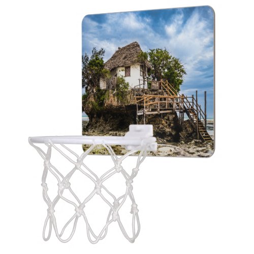 Picturesque house on a tropical coral outcrop mini basketball hoop