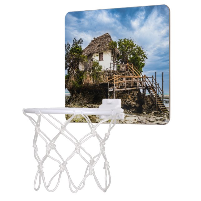 Picturesque house on a tropical coral outcrop mini basketball hoop (Left)