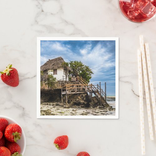 Picturesque house on a tropical coral outcrop napkins