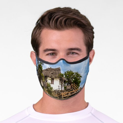 Picturesque house on a tropical coral outcrop premium face mask