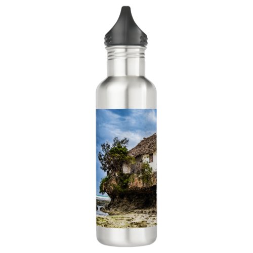 Picturesque house on a tropical coral outcrop stainless steel water bottle