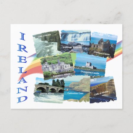 Picturesque Ireland Eight Scenic Images & Rainbow Postcard
