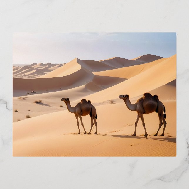 Picturesque Landscape Desert Sand Nature Tranquil  Foil Holiday Postcard (Front)