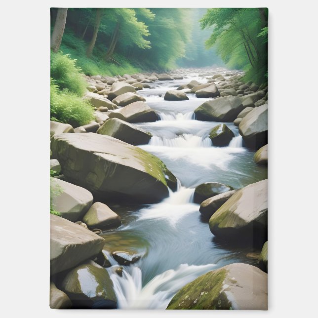 Picturesque Landscape Forest River Nature Tranquil Magnet (Front)