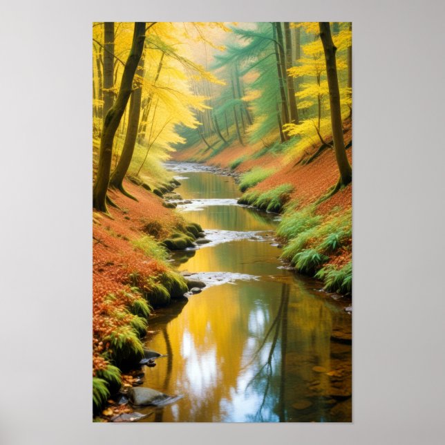 Picturesque Landscape Forest River Nature Tranquil Poster (Front)