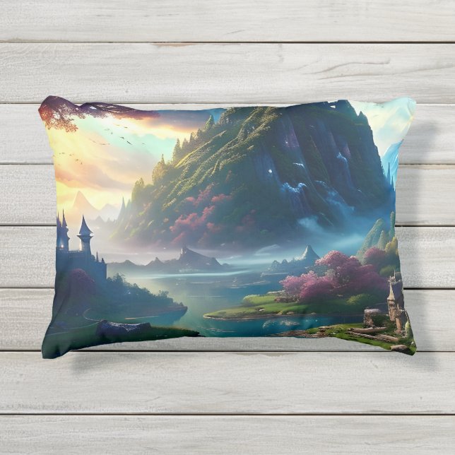 Picturesque Landscape Four Outdoor Pillow (Front)