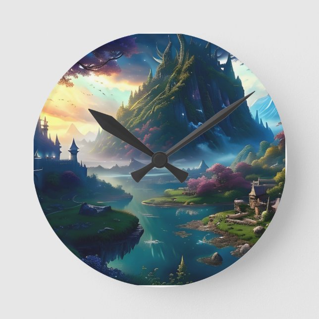 Picturesque Landscape Four Round Clock (Front)