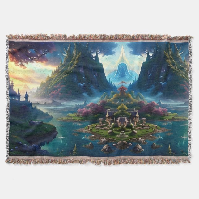 Picturesque Landscape Four Throw Blanket (Front)
