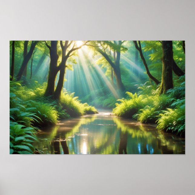 Picturesque Landscape Panoramic River Nature Calm Poster (Front)