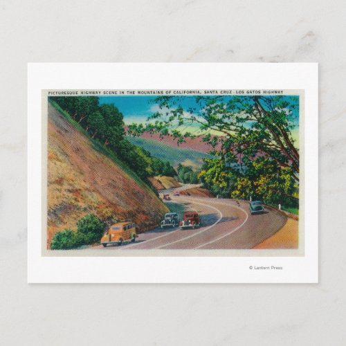 Picturesque Los Gatos Highway near Santa Cruz Postcard