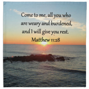 PICTURESQUE MATTHEW 11"28 SCRIPTURE VERSE CLOTH NAPKIN