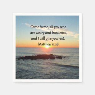 PICTURESQUE MATTHEW 11"28 SCRIPTURE VERSE PAPER NAPKINS