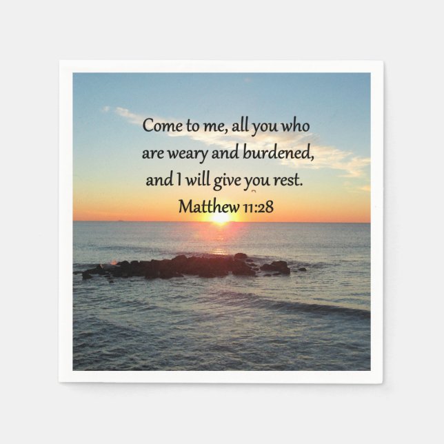 PICTURESQUE MATTHEW 11"28 SCRIPTURE VERSE PAPER NAPKINS (Front)