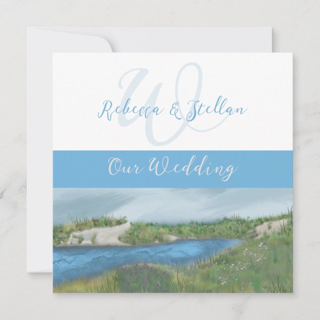Picturesque Painted Seaside Wedding Invitation (Front)