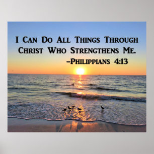 PICTURESQUE PHILIPPIANS 4:13 OCEAN SUNRISE POSTER