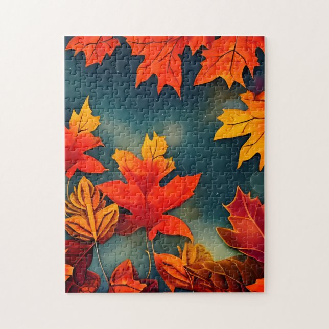 Picturesque Rustic Autumn Maple Leaves Jigsaw Puzzle (Vertical)
