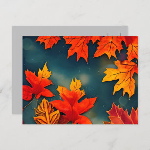 Picturesque Rustic Autumn Maple Leaves Postcard