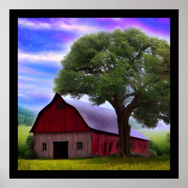 Picturesque Rustic Autumn Maple Leaves Poster (Front)