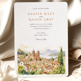 Picturesque Valle de Bravo Mexico Watercolor Invitation