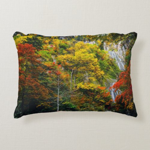 Picturesque View of Fall Hagoromo Falls Hokkaido  Accent Pillow