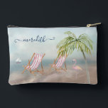 Picturesque Watercolor Beach Scene Name Accessory Pouch<br><div class="desc">This lovely watercolor beach scene is personalized with an elegant script name.  You'll enjoy having one for yourself or as a wonderful gift. Any design questions,  just send a chat and we'll be delighted to assist.</div>