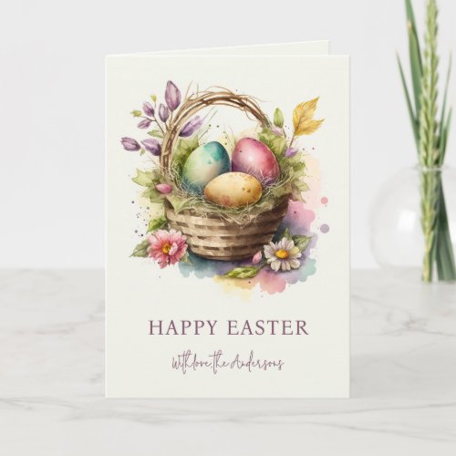 Picturesque Watercolor Floral Easter Holiday Card