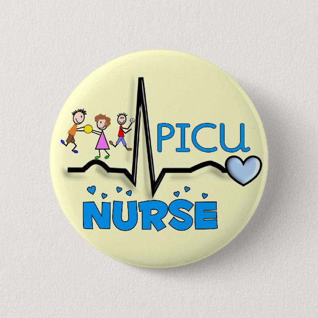 PICU Nurse Gifts-QRS Segment and Kids Design Pinback Button (Front)
