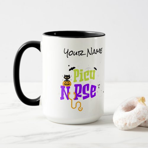 PICU Nurse Halloween Pediatric ICU Black Cat Mug 