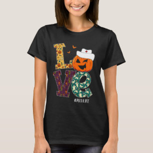 PICU Nurse Halloween Scary Pumpkin Love Nurse Life T-Shirt