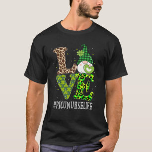 Picu Nurse Love St Patricks Day Gnome Leopard Wome T-Shirt