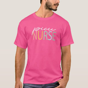 Picu Nurse Pediatric Intensive Colorful Boho Retro T-Shirt