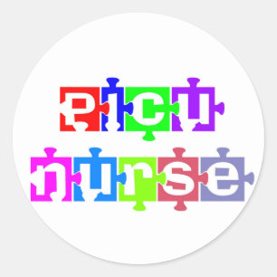 PICU NURSE PUZZLE PIECES CLASSIC ROUND STICKER