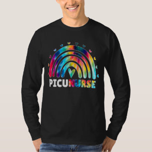 Picu Nurse Rainbow Tie Dye Fun Pediatric Intensive T-Shirt