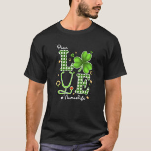Picu Nurse St Patricks Day Love Stethoscope Rn Nur T-Shirt