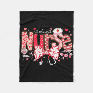 Picu Nurse Stethoscope Coquette Bow Heart Valentin Fleece Blanket