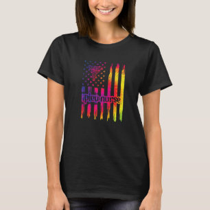Picu Nurse Us Flag Pediatric Intensive Care Unit T-Shirt